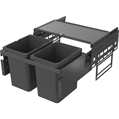 VAUTH-SAGEL Envi Space S Einbau Abfallsammler KB 600mm, Mülleimer 2 Fächer Abfalltrennsystem mit Frontanbindung im Spülenunterschrank 2x 15,5 Liter, Kunststoff lavagrau von VAUTH-SAGEL