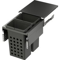 Vauth Sagel Einbau Wäschekorb ausziehbar - Wäschebehälter für Korpusbreite 500mm - 2x 35 Liter, Kunststoff/Stahlblech lava von VAUTH-SAGEL