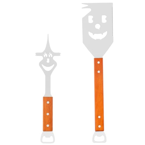 2 Stück Grillbesteck,Grillspatel und Gabel Set,8 in 1 Multifunktionaler Grillspachtel,6 in 1 Multifunktionaler Grillgabel,Tragbare Grillbesteck aus Edelstahl, Wender für Reise,Partys,Spülmaschinenfest von VAVPUP