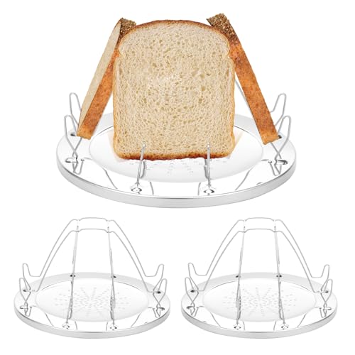 3 Stück Edelstahl Camping Toaster Set,Faltbarer Toastständer,Robuster Tragbar Campingkocher Toaster,Vielseitiger Klappbarer Toasthalter für 4 Scheiben zum Wandern Grill Party Außenbereich von VAVPUP