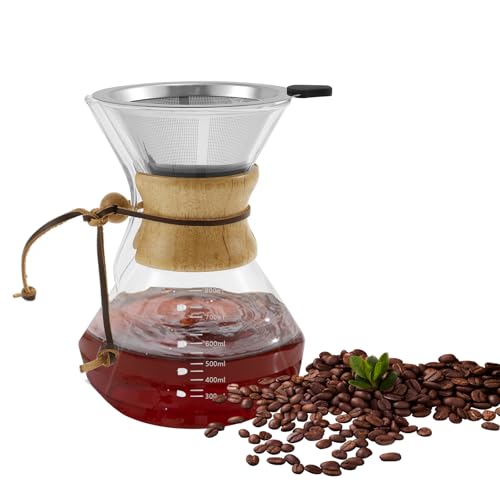 800 ml Kaffeebereiter, 28 OZ Filterkaffeemaschine aus Glas mit Edelstahl Filter,Wiederverwendbarem Kaffeekanne,Stabile Glaskanne zum Übergießen für Zuhause,Hält Temperaturen bis zu 150 °C stand(800ML) 800 ml Kaffeebereiter, 28 OZ Filterkaffeemaschine aus Glas mit Edelstahl Filter,Wiederverwendbarem Kaffeekanne,Stabile Glaskanne zum Übergießen für Zuhause,Hält Temperaturen bis zu 150 °C stand(800ML) von VAVPUP