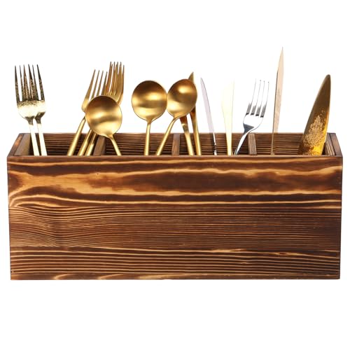 Besteckhalter,Besteckkorb aus Holz mit 4 Fächern und Herausnehmbarer Trennwand,40 x 13 x 15.5 cm,Wiederverwendbarer Besteckhalter mit Drainagelöchern an der Unterseite für Zuhause,Küche,Arbeitsplatte Besteckhalter,Besteckkorb aus Holz mit 4 Fächern und Herausnehmbarer Trennwand,40 x 13 x 15.5 cm,Wiederverwendbarer Besteckhalter mit Drainagelöchern an der Unterseite für Zuhause,Küche,Arbeitsplatte von VAVPUP