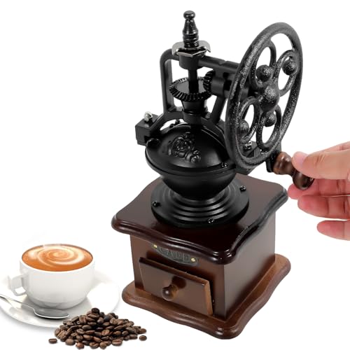 Manuelle Kaffeemühle, Holz Kaffeebohnenmühle mit Auffangbehälter,Vielseitig Einsetzbare Retro Kaffeemühle aus Holz im britischen Stil,Einstellbare Grobeinstellung für Zuhause Büro(Kaffee) von VAVPUP
