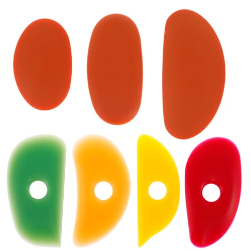 VAVPUP 7 Stück Keramik Ton Rippen Set,Keramikrippen Schabwerkzeug aus weichem Silikon für Keramikrippen,Ergonomische Keramikrippen aus Tonbogen zum Formen und Glätten von Töpferwaren von VAVPUP