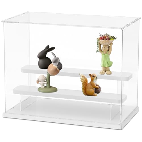 VAVPUP Klare Acryl Vitrine,Aufbewahrungsboxen mit Selbstaufbauender Leiter, Staubdichte Vitrine mit Herausnehmbaren Einlegeböden für Flexible Aufbewahrung,für handgefertigte Spielzeugsammlungen von VAVPUP