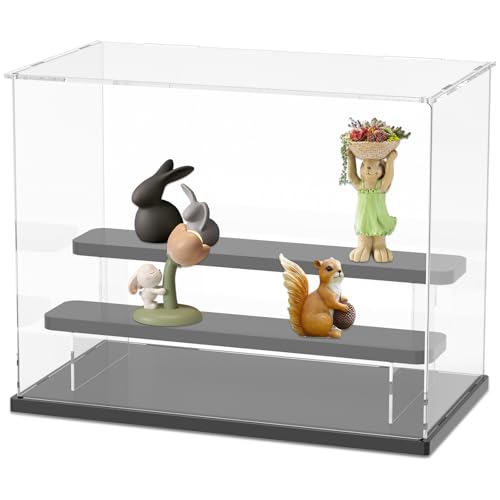 VAVPUP Klare Acryl Vitrine,Aufbewahrungsboxen mit Selbstaufbauender Leiter, Staubdichte Vitrine mit Herausnehmbaren Einlegeböden für Flexible Aufbewahrung,für handgefertigte Spielzeugsammlungen von VAVPUP
