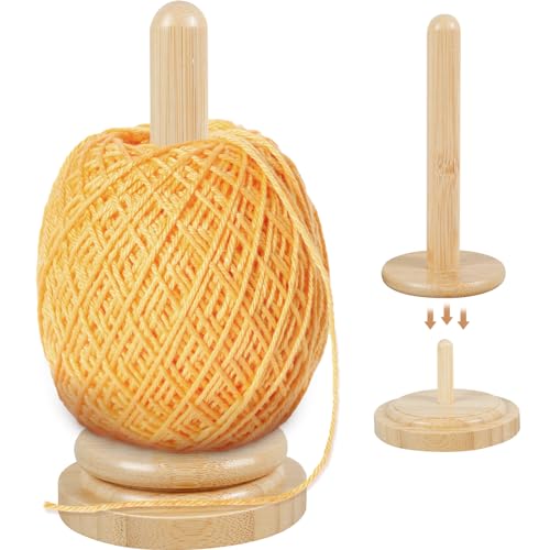 VAVPUP Wollabwickler Holz,Drehbar Bambus Garnhalter,Wolle Wollwickler,Garn Spender,Garnknäuelständer,Glatter Garnknäuelhalter,Häkelzubehör zum Stricken und Häkeln(A) von VAVPUP