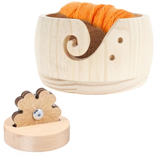 VAVPUP Wollgarnschale mit Fadenschneider,Garnhalter aus Holz für Strick und Häkelprojekte,praktische Strickgarnschale mit Loch,effizienter Garnschalenhalter,dekorative Garnknäuelschale zum Stricken VAVPUP Wollgarnschale mit Fadenschneider,Garnhalter aus Holz für Strick und Häkelprojekte,praktische Strickgarnschale mit Loch,effizienter Garnschalenhalter,dekorative Garnknäuelschale zum Stricken von VAVPUP