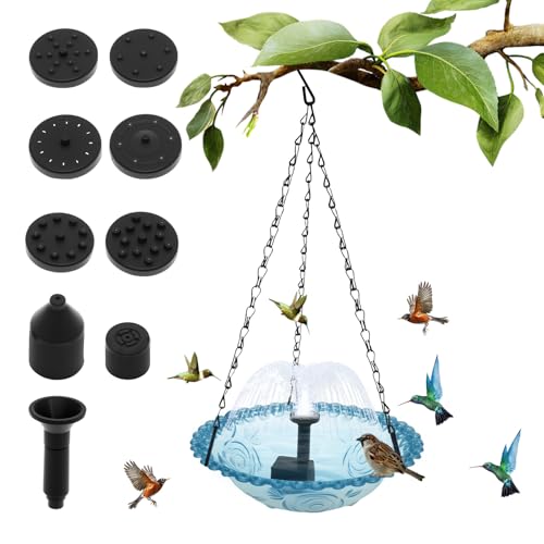 Vogeltränke Hängend,Solar Vogeltränke mit Springbrunnen für Außenbereich,Metallkettenhaken,KolibriFutterspender,Wasserfutterstation,Wildtierlocker,Hängend Dekoration für Garten,Hof und Terrasse von VAVPUP