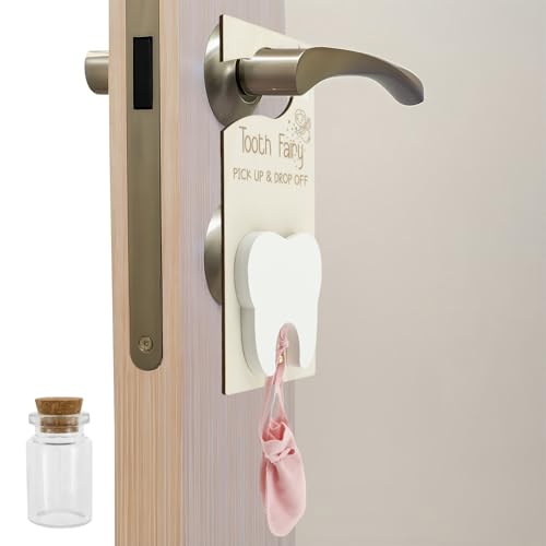 Zahnfee Türhänger,Zahnfee Türhänger aus Holz mit Aufbewahrungstasche und Transparente Flasche,Verlorenen Zahn Kinder Geschenke Souvenir Zubehör,Einzigartige ZahnfeeTasche,Geschenk für Kinder(Rosa) Zahnfee Türhänger,Zahnfee Türhänger aus Holz mit Aufbewahrungstasche und Transparente Flasche,Verlorenen Zahn Kinder Geschenke Souvenir Zubehör,Einzigartige ZahnfeeTasche,Geschenk für Kinder(Rosa) von VAVPUP