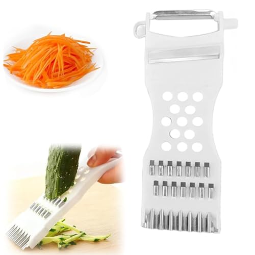 Der GemüSefriseur,Obst und Gemüse mühelos schälen, schneiden und frisieren, 7-in-1, Multifunktions Sparschäler, rostfrei, scharfe Klinge, Vegetable Slicer Pommesschneider Gurkenhobel (Weiß) von VAWSVOCS