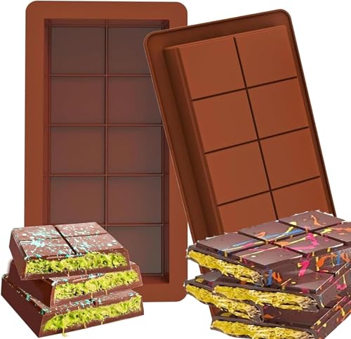 Schokoladenform Silikon Tief, Schokoladentafel Form, 2 Stück Silikonform Schokoladentafel Tiefe Schokoladenform Extra Tief Schokolade Form für Schokolade Praline Süßigkeiten von VAWSVOCS