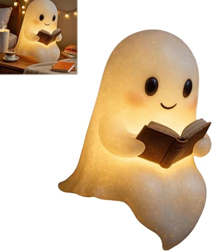 VAWSVOCS Niedliche Geister-Leselampe, Ghost Reading Book Lamp, Ghost Reading Book Lamp, Halloween-Dekoration FüR Leser Und Buchliebhaber (klein) [Energieklasse A+] von VAWSVOCS