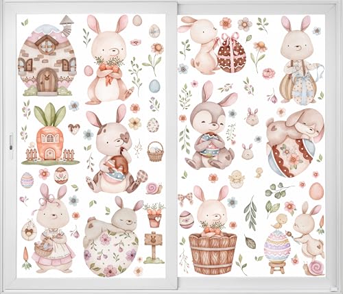 12 Blätte große Osterfensteraufkleber, Osterdeko, Osterdekorationen, süße Häschen-Eier, Fensteraufkleber, Ostereier, Blumen, Fensteraufkleber, Partyzubehör für Zuhause, Schule, Büro 12 Blätte große Osterfensteraufkleber, Osterdeko, Osterdekorationen, süße Häschen-Eier, Fensteraufkleber, Ostereier, Blumen, Fensteraufkleber, Partyzubehör für Zuhause, Schule, Büro von VAWcornic