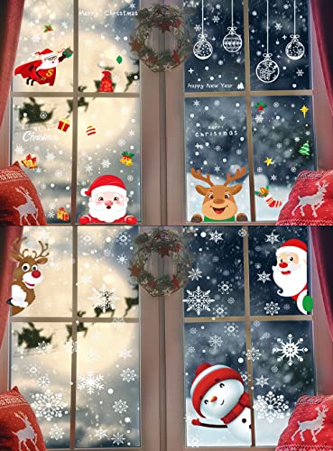 448 Stück 14 Blätter Weihnachten Fenstersticker, Fensterbilder Weihnachten Selbstklebend Weihnachtsdeko Aufkleber Weihnachtssticker PVC Fensteraufkleber Fensterdeko Weihnachts Dekoration von VAWcornic