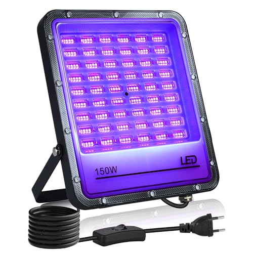 VAYALT 150W LED Schwarzlicht Strahler, LED UV Strahler Party Outdoor 395nm, IP65 Wasserdicht Schwarzlichtlampe mit Stecker, UV Licht für Disco, Glow Party, Party Zubehör, Halloween Deko von VAYALT