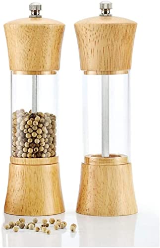 Salz- und Pfeffermühlenset， Salz- und Pfeffermühlen-Set, Salz- und Pfeffermühlen aus Acryl, verstellbarer Keramikkern, Salzmühle und Pfeffermühle for die Küche, 2er-Pack von VAYEODEYU