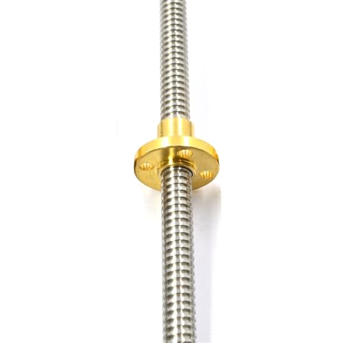 VAYEODEYU Flansch Gewindespindel Mutter, 304 Edelstahl T8 Leitspindel 8mm Durchmesser mit Messingflanschmutter Mehrere Größen(2mm Pitch 8mm Lead,250mm) von VAYEODEYU