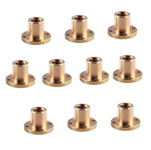 VAYEODEYU Flansch Gewindespindel Mutter, Messing T10 Blei Schraube Mutter Mit Pitch 2mm Durchmesser 5-20mm Blei 2-14mm(T10 Pitch 2mm Lead 2mm) von VAYEODEYU