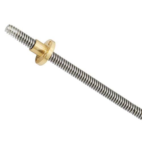 VAYEODEYU Flansch Gewindespindel Mutter, T20-Leitspindel mit Messingmutter, 20 mm Durchmesser, 4 mm Steigung, 4 mm/8 mm Steigung, trapezförmig, mehrere Größen(4mm Pitch 8mm Lead,300mm) von VAYEODEYU