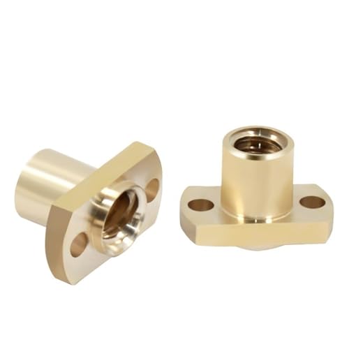 VAYEODEYU Flansch Gewindespindel Mutter, T8-Leitspindel, Trapezgewindespindel, Messingmutter, 8 mm Durchmesser, 2 mm Steigung, Blei 2 mm/8 mm H, Flansch und rund, 2 Stück(2pcs H Flange Nuts,Lead 2mm) von VAYEODEYU