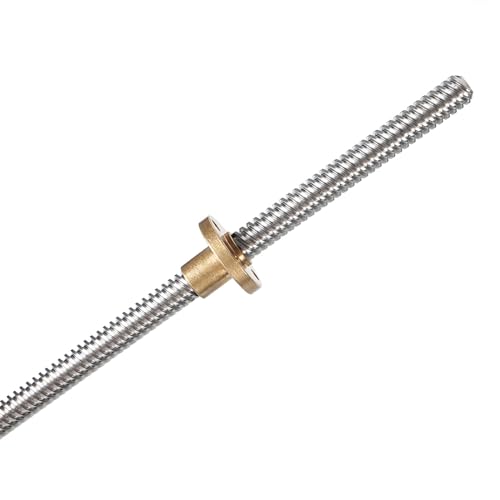 VAYEODEYU Flansch Gewindespindel Mutter, T8 Leitspindelstange mit Messingmutter, 8 mm Durchmesser, 2 mm Steigung, 8 mm Steigung, 100–500 mm(150mm) von VAYEODEYU