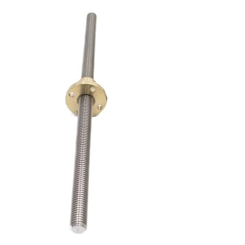 VAYEODEYU Flansch Gewindespindel Mutter, Trapezgewindespindel aus Edelstahl mit Flanschmutter aus Messing, 100–500 mm, Steigung 1 mm/2 mm, Steigung 1 mm/2 mm/4 mm/8 mm(350mm,Pitch 1mm Lead 1mm) von VAYEODEYU