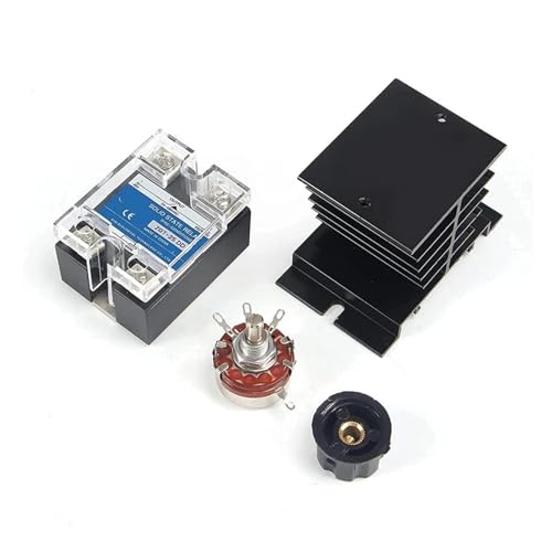 VAYEODEYU Halbleiterrelais, DC-DC-Halbleiterrelais SSR-40VA 24-480VAC 40A Einphasenmodul mit Kühlkörper und Topf von VAYEODEYU