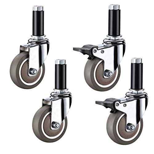 VAYEODEYU Rollen-Set, 4 Stück M12 x 60 mm Gewindeschaft Lenkrollen for Karren Trolleys mehrere Größen(Brake+universal,50mm/2in) von VAYEODEYU