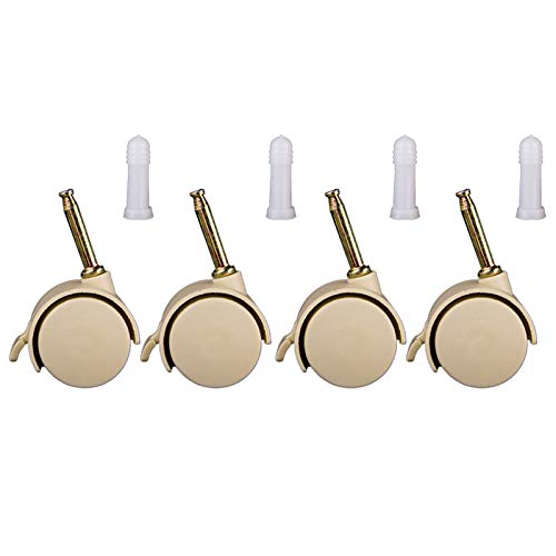 VAYEODEYU Rollen-Set, 4er-Pack 42 mm Kunststoff-Lenkrollen 7,5 x 38 mm Schaft 360 Grad Drehung 100 kg Last Bremsverschlüsse von VAYEODEYU