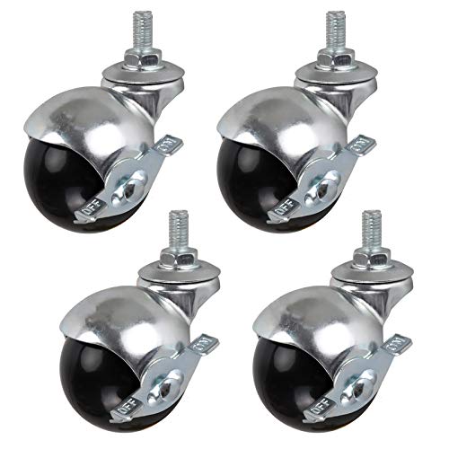 VAYEODEYU Rollen-Set, 4er-Pack Lenkrollen mit Kugelgelenk und Gewindeschaft M8x15mm Nylon 50mm(Brake) von VAYEODEYU