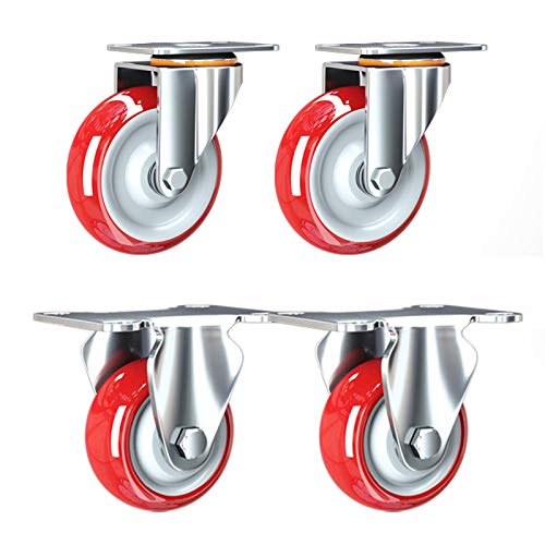 VAYEODEYU Rollen-Set, PU-Lenkrollen mit Schrauben for Werkbank, Trolley, Schrank, 180 kg, 4er-Pack, mehrere Größen(Standard+universal,75mm/3inch) von VAYEODEYU