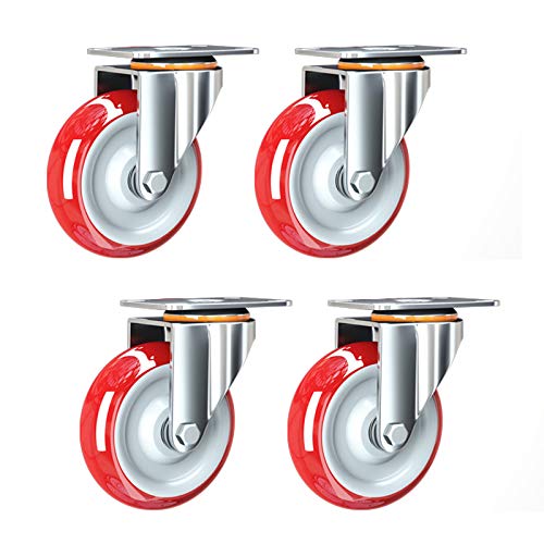 VAYEODEYU Rollen-Set, PU-Lenkrollen mit Schrauben for Werkbank, Trolley, Schrank, 180 kg, 4er-Pack, mehrere Größen(Universal,75mm/3inch) von VAYEODEYU