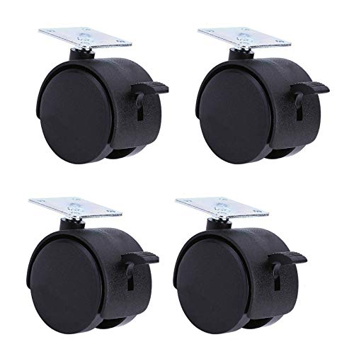 VAYEODEYU Rollen-Set, Platte Lenkrollen Pack Von 4 Mit Bremse Schwarz Nylon Räder for Möbel 30-50mm(Brake,40mm/1.6in) von VAYEODEYU