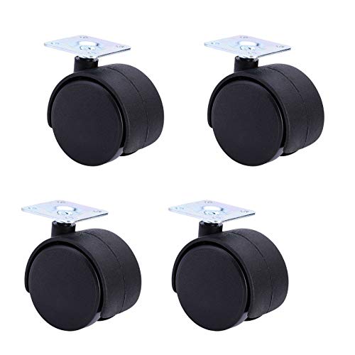 VAYEODEYU Rollen-Set, Platte Lenkrollen Pack Von 4 Mit Bremse Schwarz Nylon Räder for Möbel 30-50mm(Universal,40mm/1.6in) von VAYEODEYU