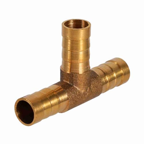 VAYEODEYU Schlauch-Rohr-Verbinder,. Messing T-Stück 3-Wege-Schlauch Joiner Connector Druckluft Öl Gas Rohr T-Form Barb(10mm) von VAYEODEYU