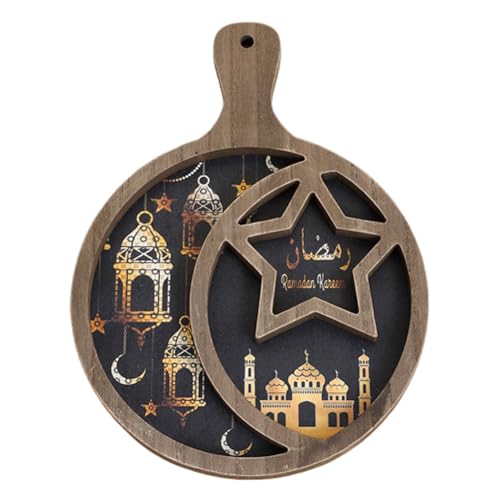 VAYEODEYU Tablett, Holztabletts for Ramadan, Ramadan-Tablett aus Holz, Serviertablett for Eid, Tellertablett, Ramadan-Serviertablett(Type 4) von VAYEODEYU