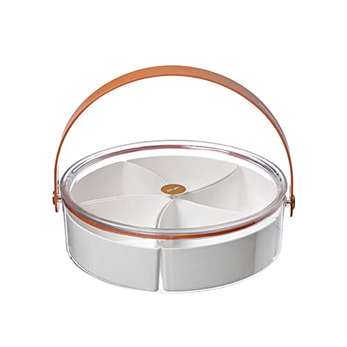 VAYEODEYU Tablett, Serviertablett mit Deckel und Griff, transparente Aufbewahrungsbehälterbox mit 5 einzelnen Fächern(Transparent 5 Compartments) von VAYEODEYU