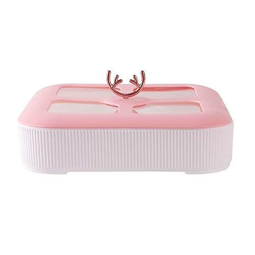 VAYEODEYU Tablett, Snacktablett mit Deckel, Servierset mit 5 Fächern, Snack-Serviertablett(Single Layer Pink White) von VAYEODEYU