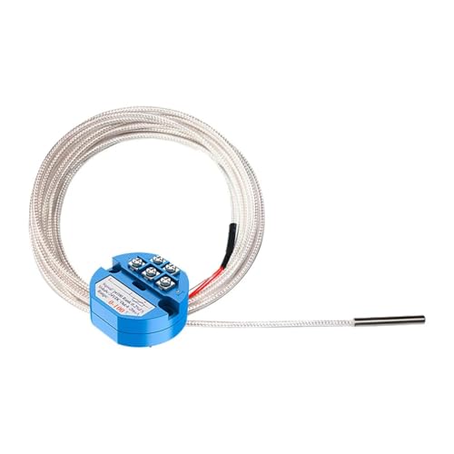 VAYEODEYU Temperatursensor, PT100 Temperaturfühler -100°C bis 200°C 4-20mA Transmitter 3m Kabel Edelstahlmantel 4mm x 30mm Dreiadrig von VAYEODEYU