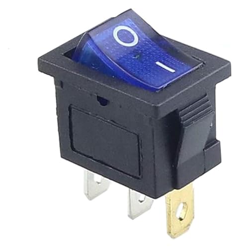 VAYEODEYU Übertragungsschalter, KCD1 Boot Auto Wippschalter 2Pin 3Pin Ein Aus Ein Aus Ein 6A 10A 250V 125V AC LED Multicolor(Blue 3pin Lamp) von VAYEODEYU