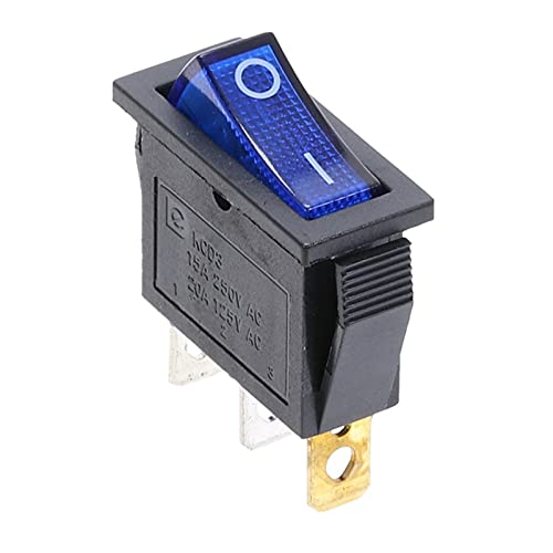VAYEODEYU Übertragungsschalter, KCD3 3-Pin SPST Wippschalter EIN/AUS 20A 125VAC Mit LED-Licht Multicolor(Blue) von VAYEODEYU