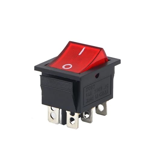 VAYEODEYU Übertragungsschalter, KCD4 Wippschalter 5er-Pack 6-polig 16A 250VAC 20A 125VAC EIN-AUS mit Licht mehrfarbig(Red) von VAYEODEYU