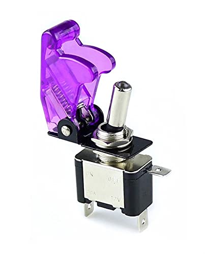VAYEODEYU Übertragungsschalter, Kippschalter mit Flugzeug Flip Up Cover Guard for Auto Boot LKW 12V 20A LED Multicolor(Purple) von VAYEODEYU