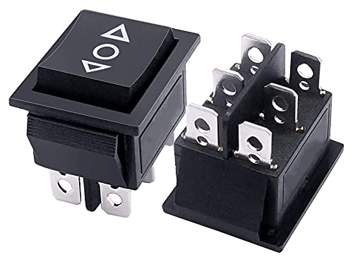 VAYEODEYU Übertragungsschalter, Packung mit 2 DPDT 3 Position 6 Pin Wippschalter AC 250 V/10 A 125 V/15 A Schwarz 30 x 25 x 32 mm von VAYEODEYU