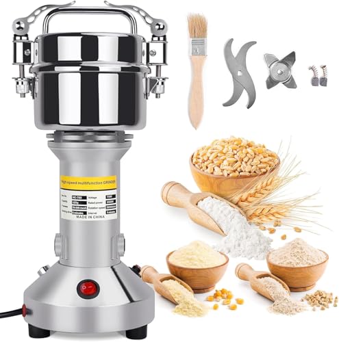 Elektrische Getreidemühle 850W 28000RPM Schnelle Geschwindigkeit Müsli Getreide Grinder Professionelle Powder Maschine 3 Klingen Timing Schleif Maschine Küchenmaschine Für Spice Herb Coffee(150 Gramm) von VAYOTOY