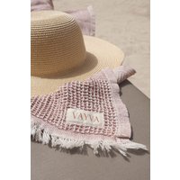 Beach Towel | Hamam Made in Turkey Striped Waffle-Design Very Light 80x180 cm 40% Recycled + 60 Cotton Terracotta/Red von VAYVAvibes