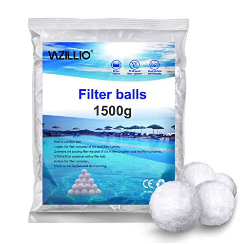 VAZILLIO Pool Filterbälle Entspricht 55 kg Filtersand 1500g Extra langlebige Filter Balls für Pool Sandfilter, Schwimmbad, Filterpumpe，Sandfilteranlage von VAZILLIO