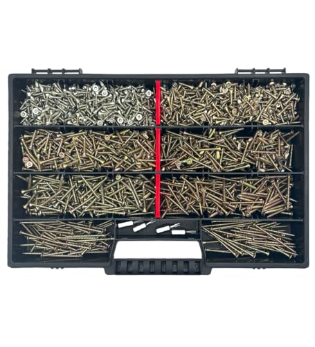 FRACKMANN Schraubenset 1900 Teile – inkl. TX Bits & Sortimentskoffer – Torx Schrauben 3x12 – 3x50 – Holzschrauben Sortiment für Innenausbau & Möbelbau FRACKMANN Schraubenset 1900 Teile – inkl. TX Bits & Sortimentskoffer – Torx Schrauben 3x12 – 3x50 – Holzschrauben Sortiment für Innenausbau & Möbelbau von VB Starr InGenios