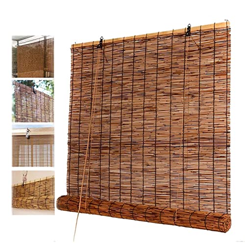 Bambusrollo 80 90 100 120 140cm Breit Outdoor Vorhang Sonnenschutz Bambus Rollo Jalousine Fenster Rollos Bambus Holzjalousie Innen Schilf Vorhang Outdoor Für Balkon (Color : Kaffee, Size : B150xH225 von VBATTY